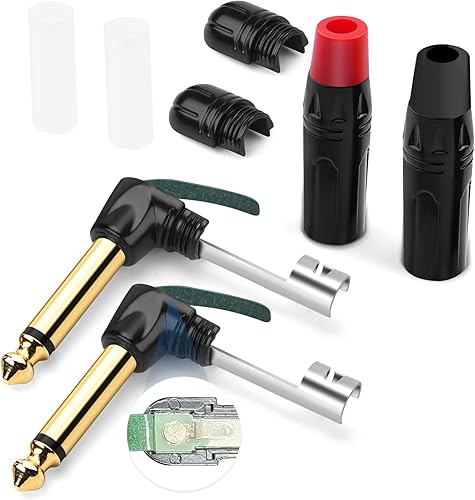 Miniatura 8 de Enchufe TRS de 14 de pulgada, paquete de 4 conectores de audio estéreo GOSYSONG de un cuarto de pulgada tipo de soldadura, resistente chapado en oro