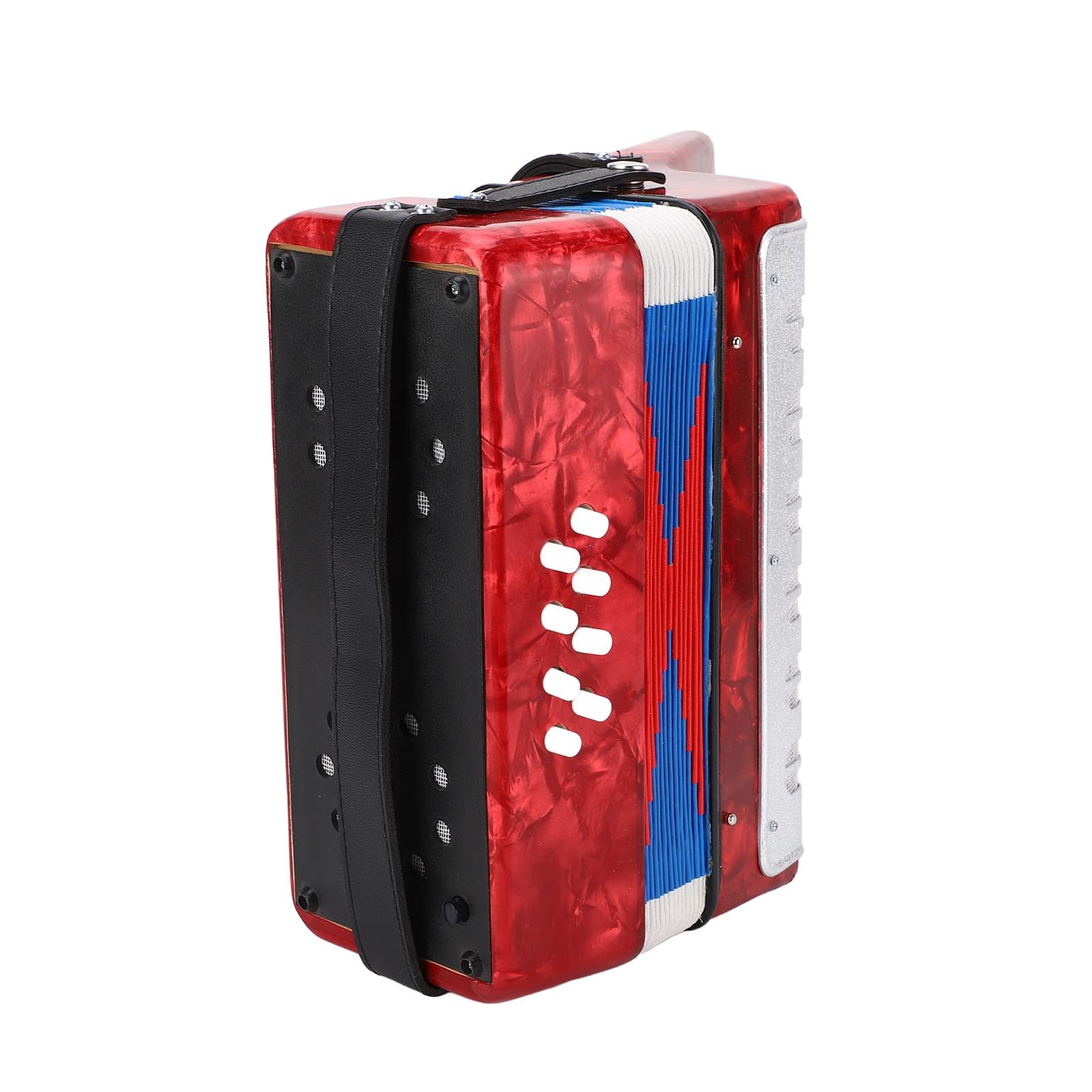 Alomejor Acordeón para Principiantes para Estudiantes - 17 Key 8 Bass Piano Accordion - Instrumento Musical Fácil y Permanente con Correas Ajustables Material ABS (Rojo)