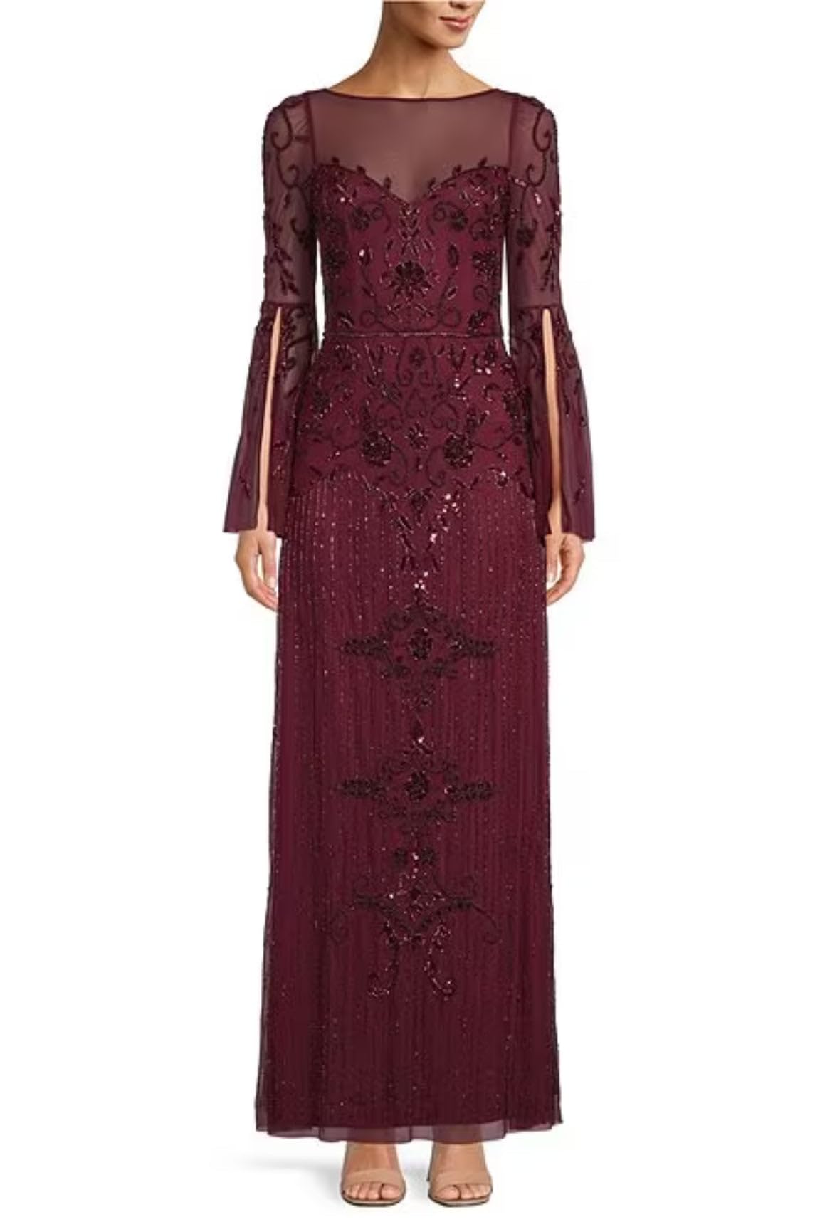 Aidan MattoxWomen's Beaded Bell Cleeves Gown