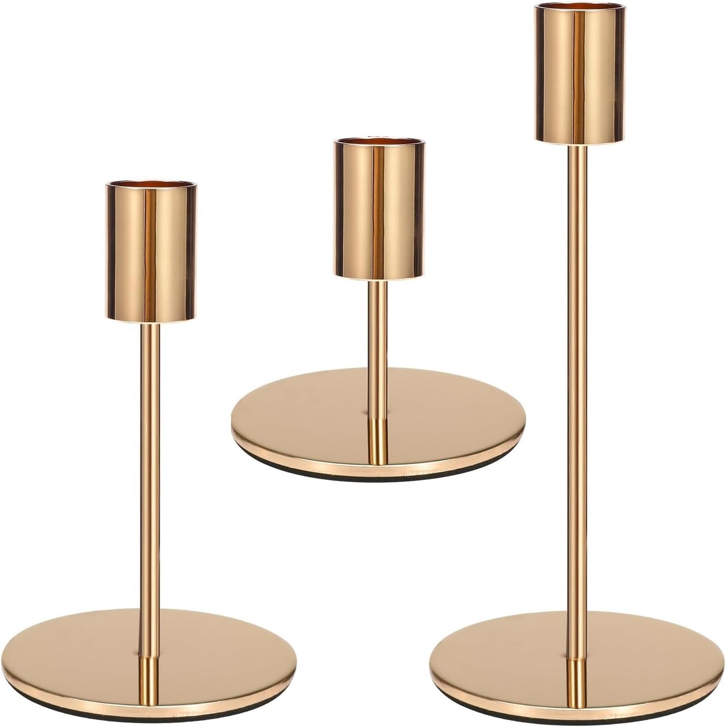 Set of 3 Candlestick Holders Candle Holder Taper Candle Holders Decorative Candlestick Holder for Home Decor, Wedding, Dinning, Party, Anniversary (Gold)