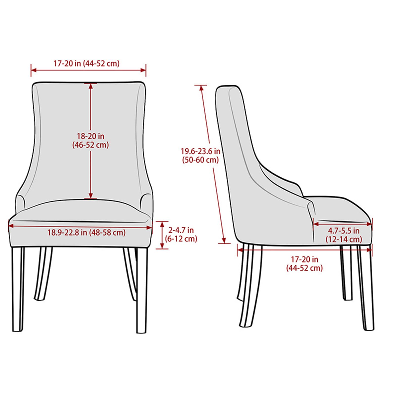 Fundas para sillas de Comedor, Fundas de Cocina de Terciopelo con Respaldo Curvo, Cubiertas arqueadas para taburetes de encimera, Lavables,Norte,4 Piezas