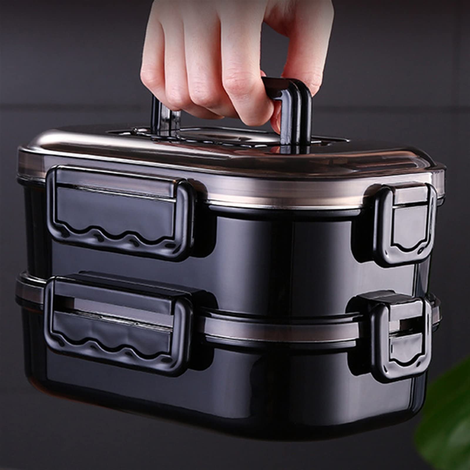 Fiambrera Caja de Cajas Bento for la Escuela, Fiambrera portátil for Trabajadores de Oficina, Estilo Bento Box, vajilla for microondas(Single Layer Black)