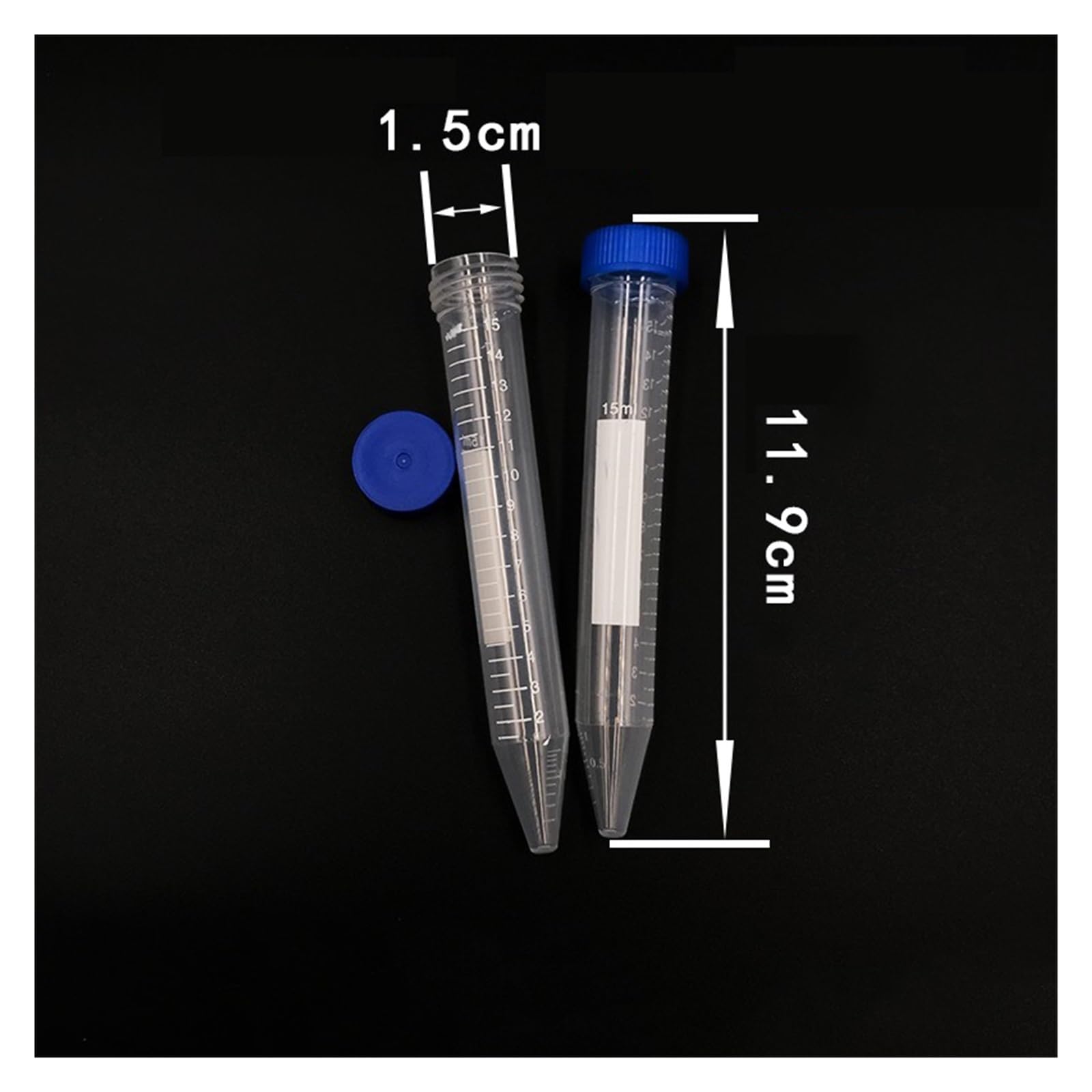 Provette Da Centrifuga In Plastica Da 15 Ml, Fondo Conico, Segni Graduati, Tappo A Vite Blu, Confezione Da 100 Pezzi(Orange - 100pcs)