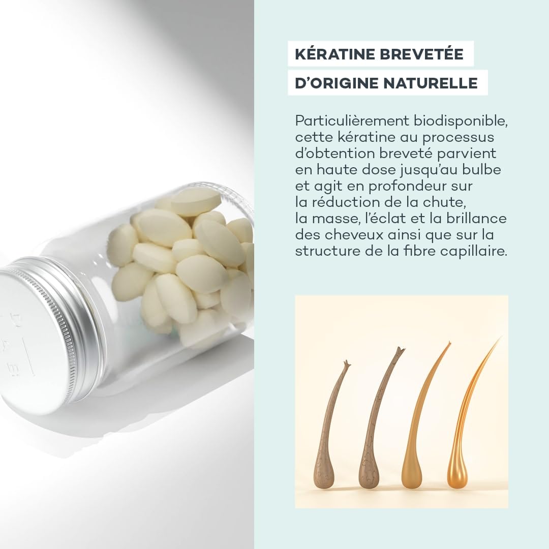 D-LAB Absolu de Kératine | 3 Mois de Complément Alimentaire Cheveux | Réduction de la Chute et Renforcement Capillaire, Cheveux Plus Épais et Brillants