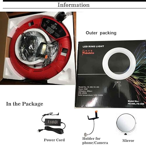 Miniatura 9 de Kit de 18 anillos fluorescentes regulables anillo de luz de 96 W 5500 K, soporte de luz, tubo suave, filtro y bolsa para fotografía YouTube auto