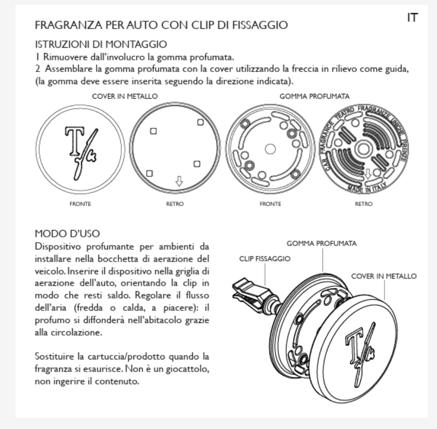 Teatro Fragranze Uniche Tabacco 1815 profumatore per auto