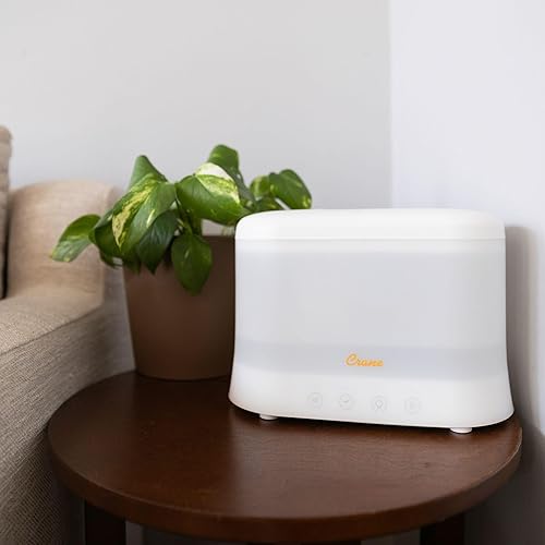 Miniatura 4 de Crane Humidificador de niebla fría de 1.9 litros y difusor de aceite esencial, silencioso, tiempo de funcionamiento de 15 horas, luz nocturna,