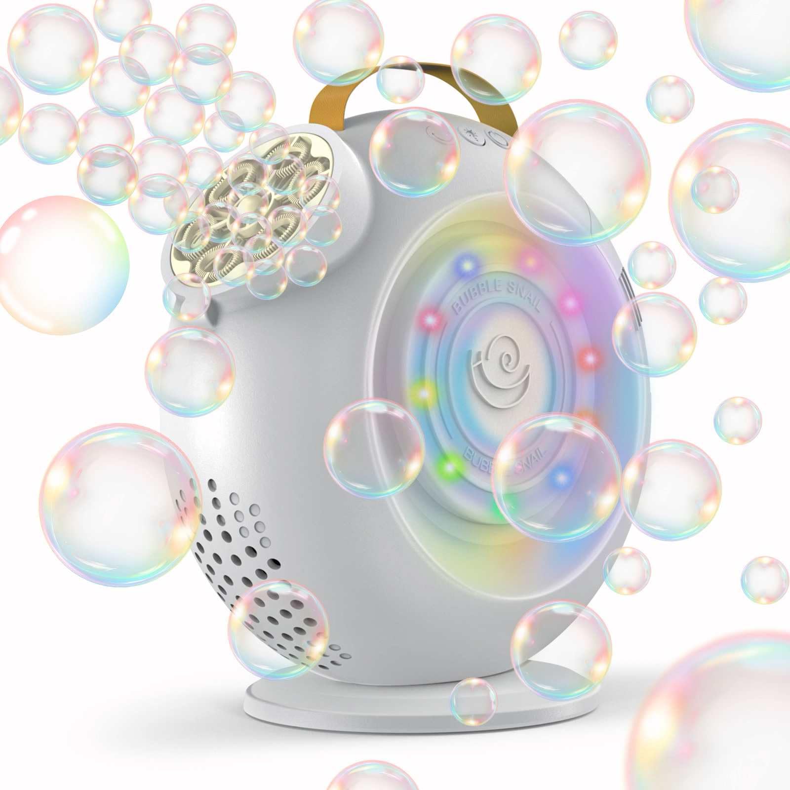 Machine à Bulles Rechargeable pour Enfants - Plus de 15 000 Bulles/Min, Rotation Auto 90°/360° avec lumière LED. Capacité 500 ML, 2 Vitesses. Idéale pour fêtes en extérieur, Mariages, Anniversaires