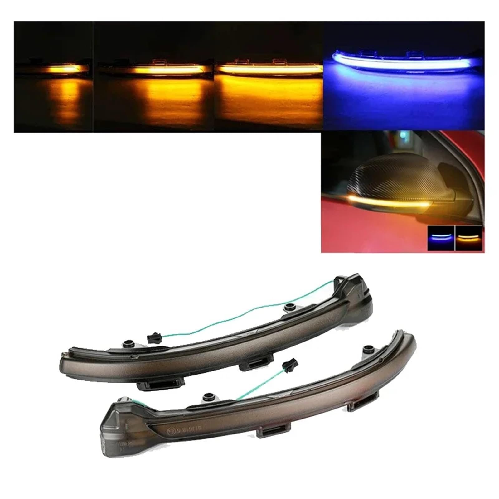 Intermitentes Laterales LED Luz LED Dinámica para Espejo Retrovisor Coche Intermitentes para Golf 7 para MK7 7.5 R Sportsvan para Touran Azul Amarillo