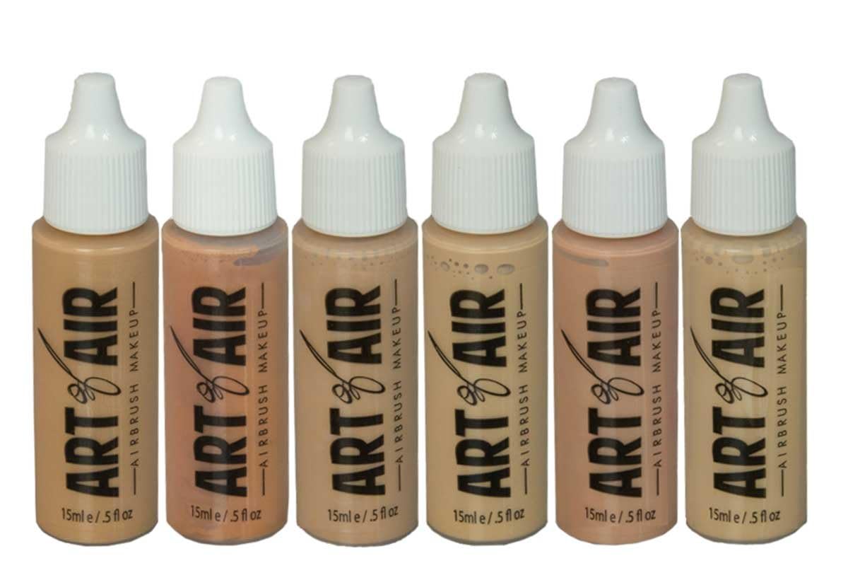 Professional Airbrush Cosmetic Makeup System/Fair to Medium Shades 6pc Foundation Set with Blush, Bronzer, Shimmer and Primer Makeup Airbrush Kit - Image 4