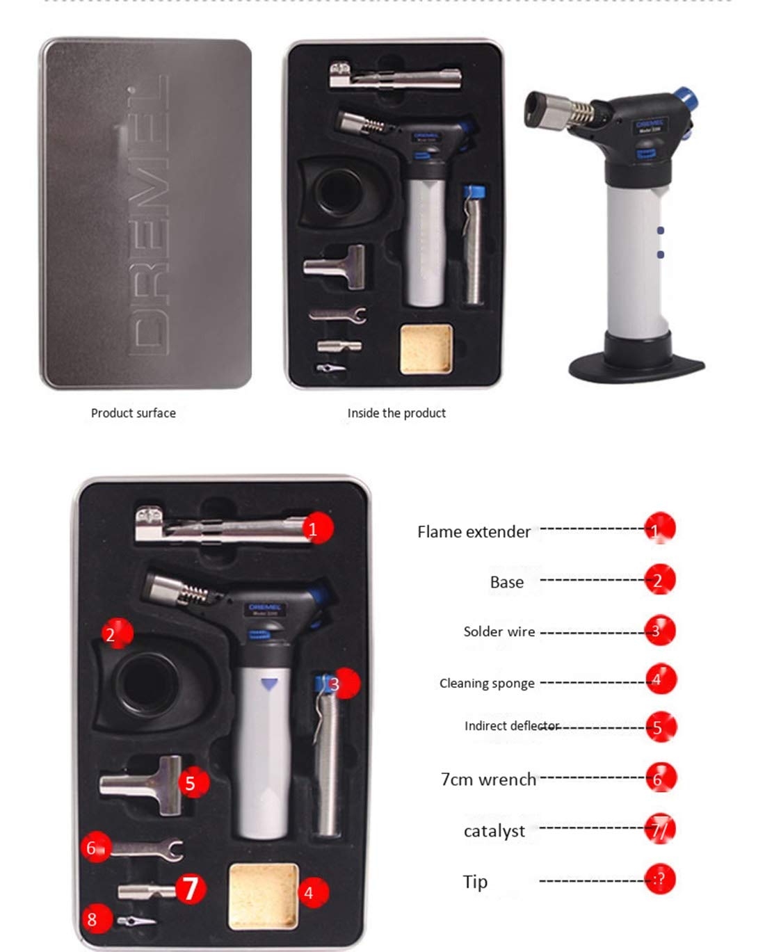 Flamme Réglable de Briquet de Butane de Cuisine de Chalumeau avec La Serrure de Sécurité Appropriée Au Soudage/Dissolution/Cuisson/Extérieur