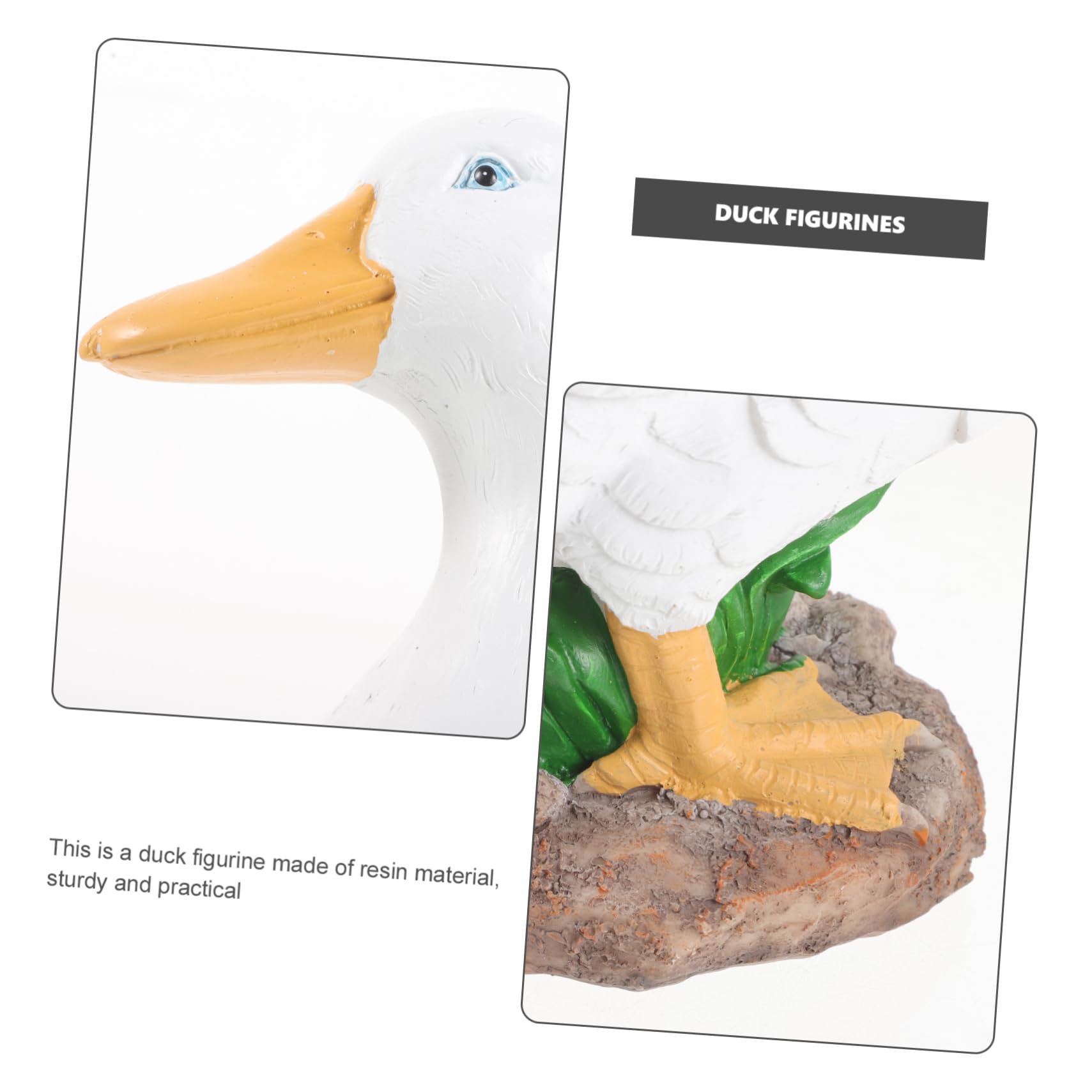 Gartenstatue Ente aus Weißem Kunstharz Leichte und Glatte Gartendeko für Draußen Realistische Kleine Teichdekoration als Geschenk für Gartenliebhaber