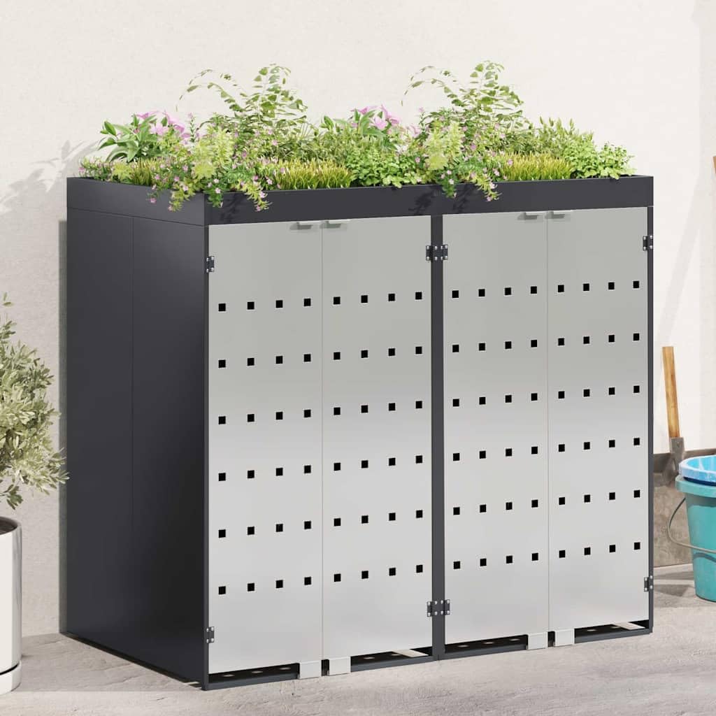 Almacenamiento de Cubos Wheelie para 3 Cubos Antracita Acero,Casa y jardín,Productos del hogar,Accesorios para contenedores de residuos,Soportes para contenedores de residuos,47.1kg-3394783