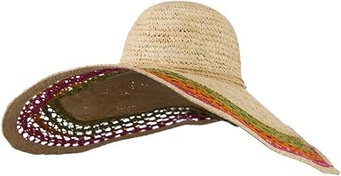 Tri Color Open Weave Straw Wired Brim 