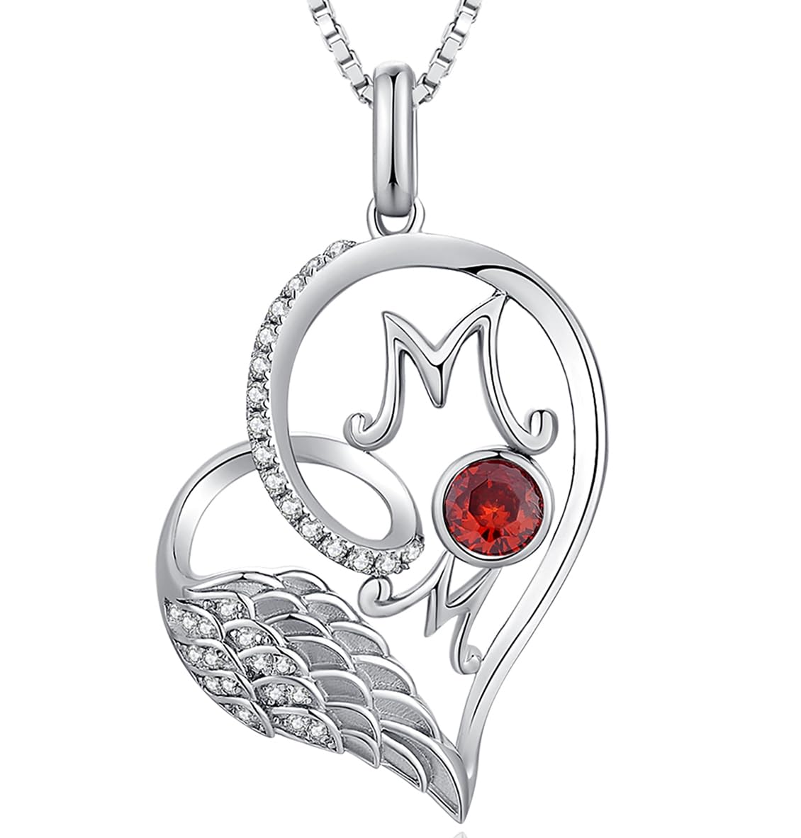 jiamiaoi 18K Weißgold platted Herz Kette, 925 Silberkette mit Herzanhänger Geburtsstein Herz Halskette Damen Schmuck für Liebhaber/Mutter