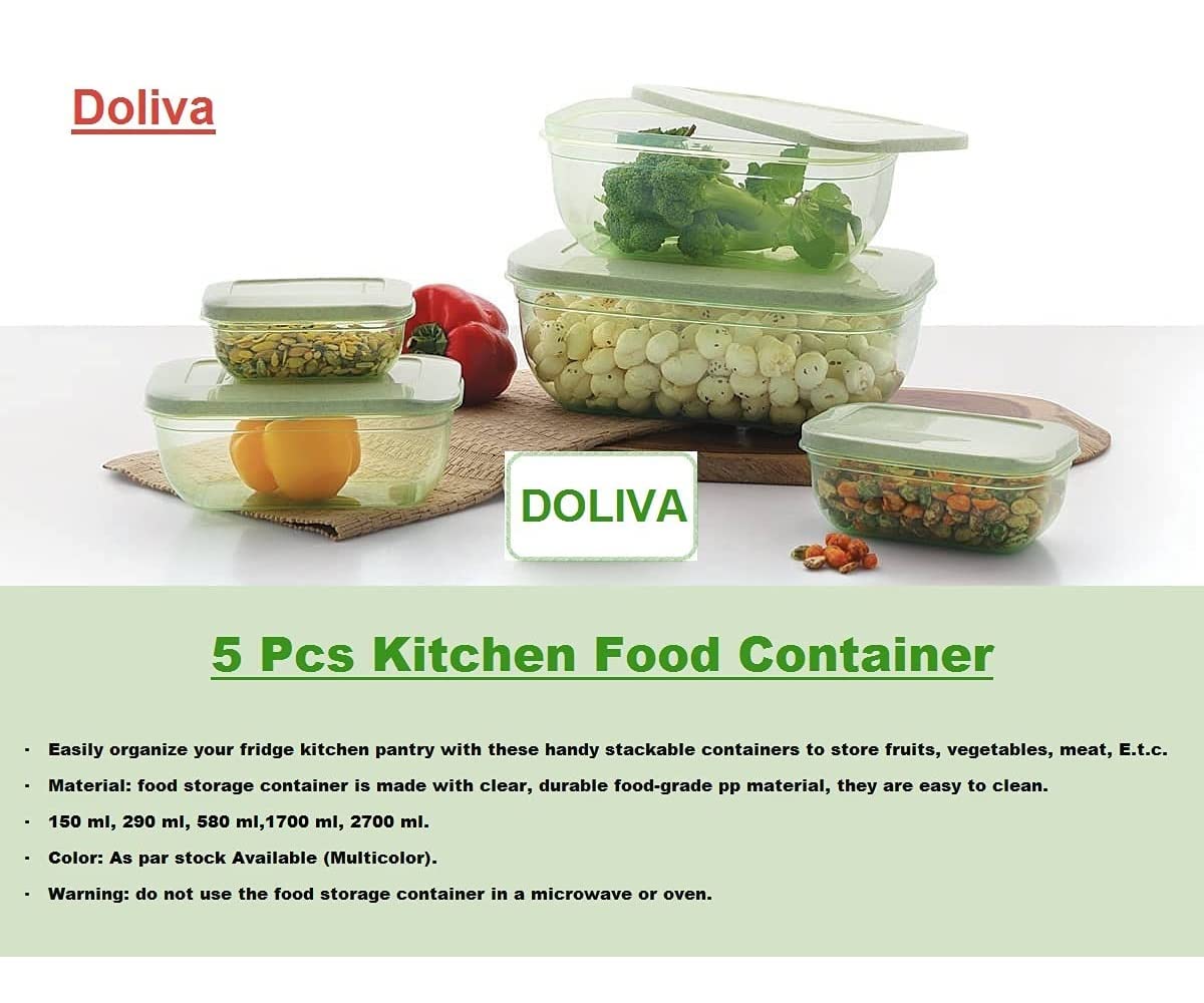 DOLIVA 6 Pcs Kitchen Food Container Meat 1500 Ml Storage Box Fridge & Freezer Fish Storage Basket Food Container, Polypropylene,Multicolor 4
