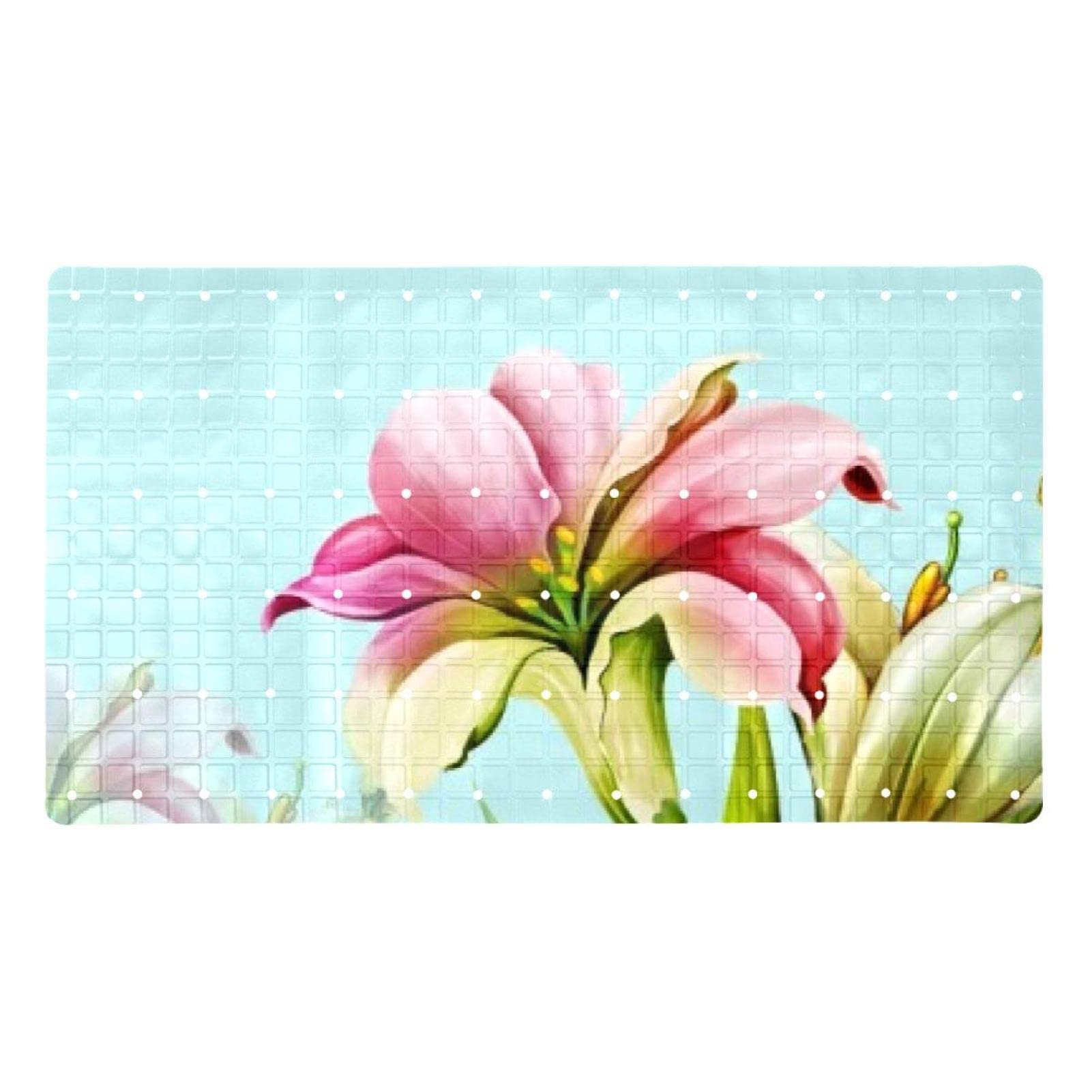 Tapis de bain antidérapant en PVC bleu 40x70 cm avec ventouses