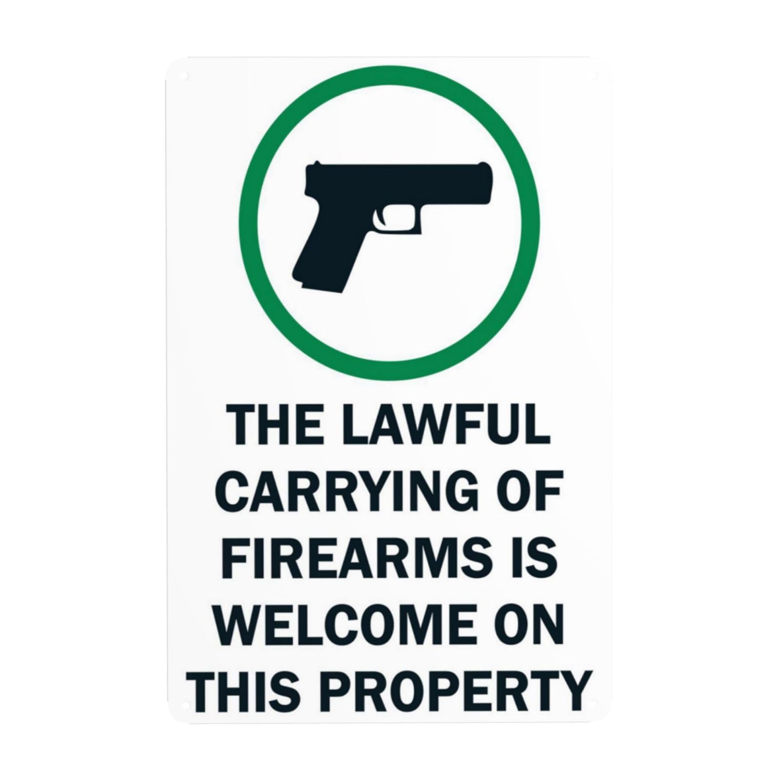 Lawful Firearms Carrying Welcome Vintage Metal Policy Warning Sign 12x8 Inch