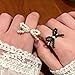 TUCEWP 2Pcs Bow Rings for Women Elegant Sweet Trendy Coquette Bow Tie Rings White Black Dainty Simple Ribbon Bowknot Statement Rings Adjustable Beaded Wrap Ring Fashion Christmas Birthday Jewelry Gift