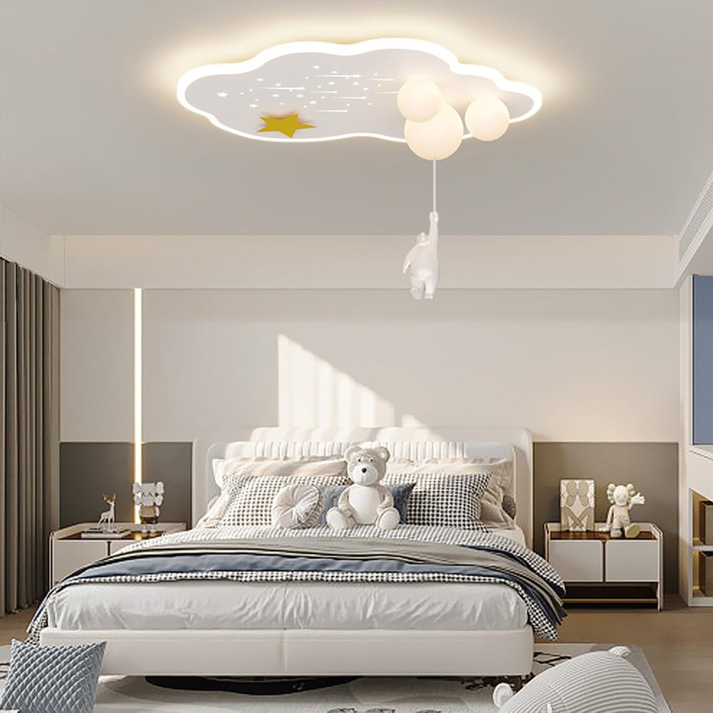 Sedtonmu Children's Room Ceiling Light, Modern Dimmable LED Ceiling Lamp, Girls Boys Bedroom Lamp, for Boy Girl Bedroom, Kindergarten,Baby Room Nursery (B)