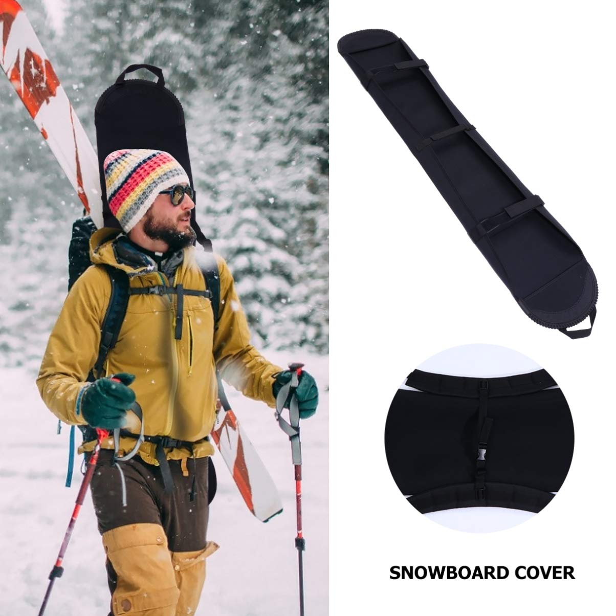 POPETPOP Housse de Snowboard Pratique Étui de Snowboard Housse de Ski Légère Noir