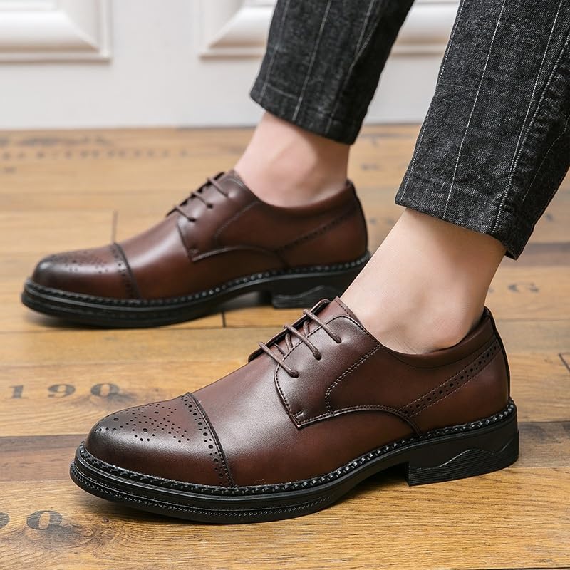 Men's Vintage Pointed-Toe Oxford Dress Shoes Casual Office Business Fashion Lace-Up Derby Softsole Walking Work Shoes3