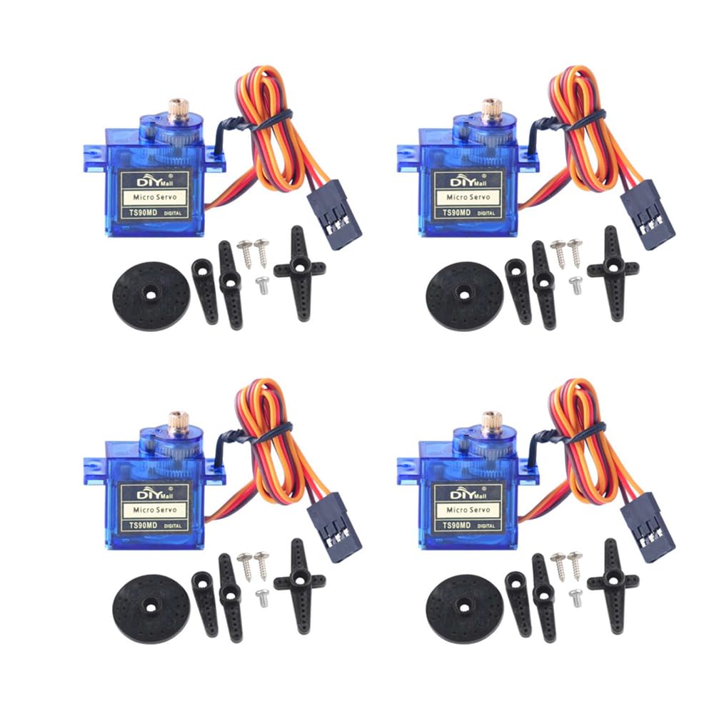 TS90MD 9g Micro Digital Servo Full Metal Gear 360 Degree Continuous Rotation for RC Drones Robotic Arm Smart Car Need PWM 500~2500usec(Pack of 4pcs)