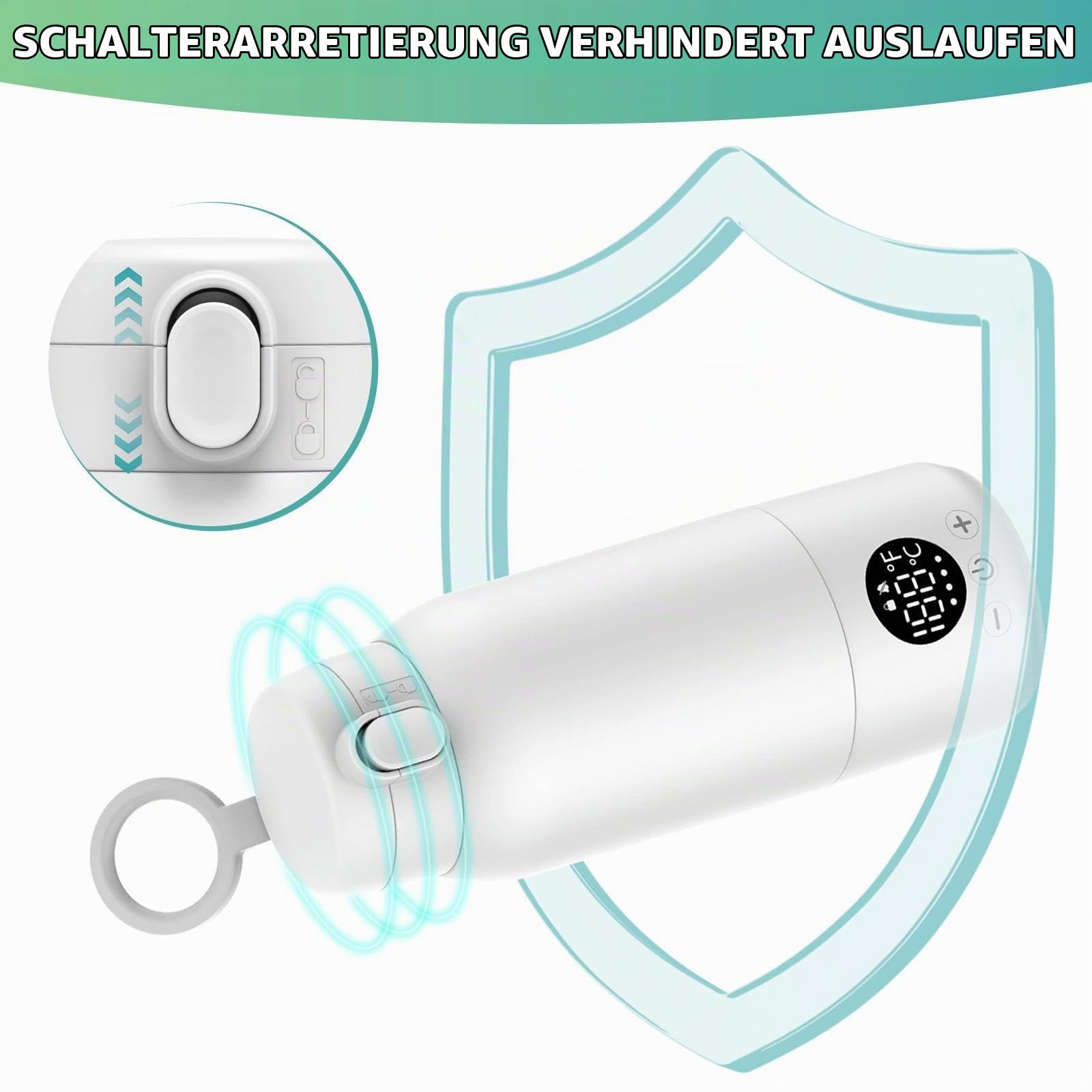 Tragbarer Flaschenwärmer Baby Unterwegs 500ml Flaschenwärmer mit Lange Akkulaufzeit 11000mAh 35-70℃ Einstellbar Babyflaschenwärmer Schnelles Aufheizen für Muttermilch und Wasser