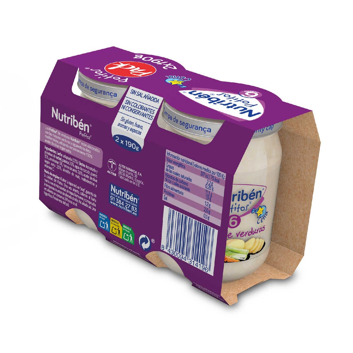 Nutribén Potitos Crema De Verduras Desde Los 6 Meses Bipack 2X 190gr