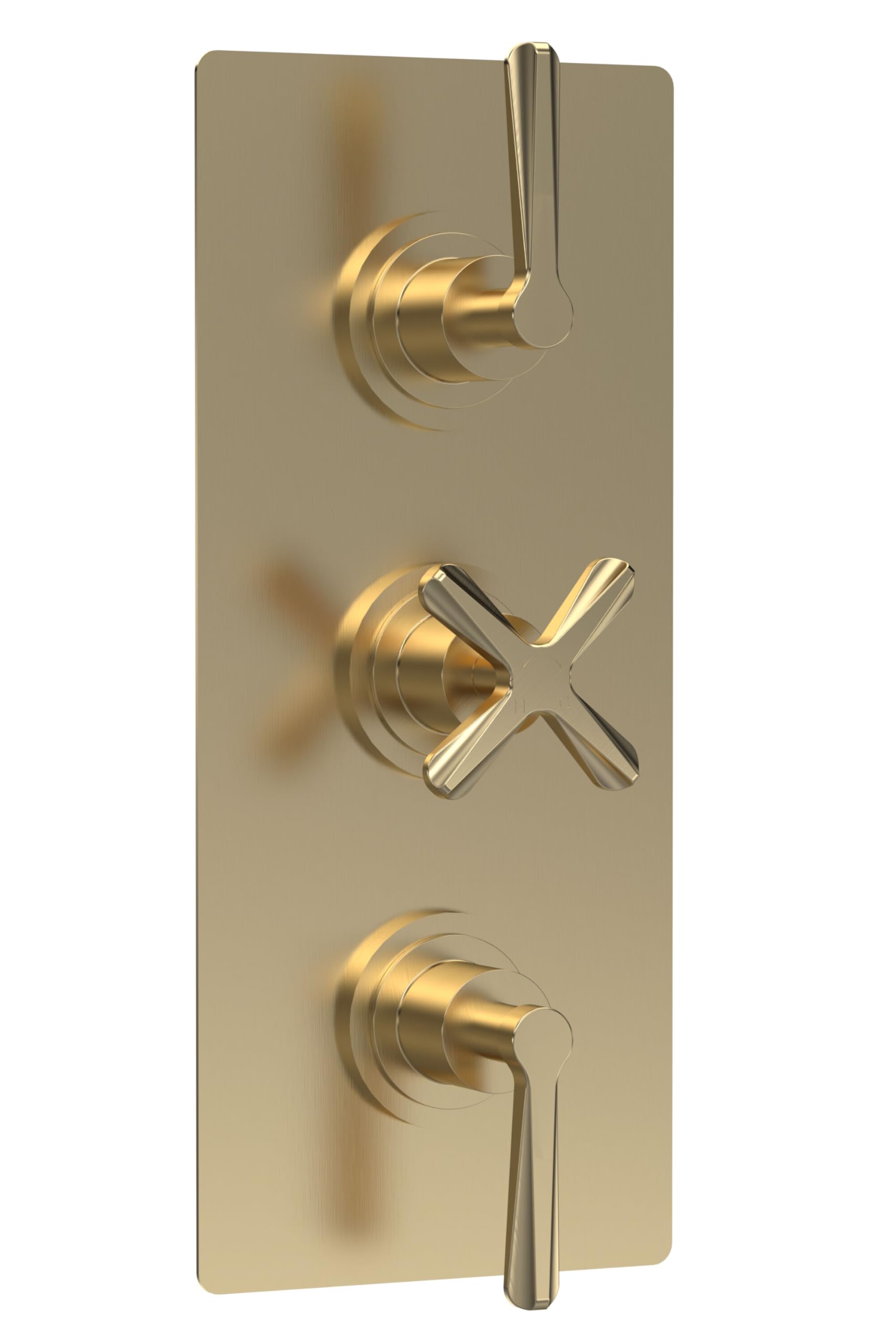 Connect Triple Concealed Crosshead Thermostatic Shower Valve With Diverter (3 Outlets) - Brushed Brass - Balterley 5056678437490