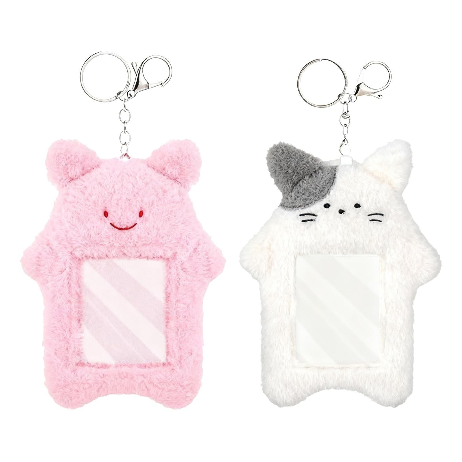 bharatbazaar 2PCS Photocard Holder Keychain, Cartoon Plush Photo Card Holder, ID Card Cover with Keychain for Transport Cards and Photos, Compact 8.4 cm x 5.5 cm Design-picture-26