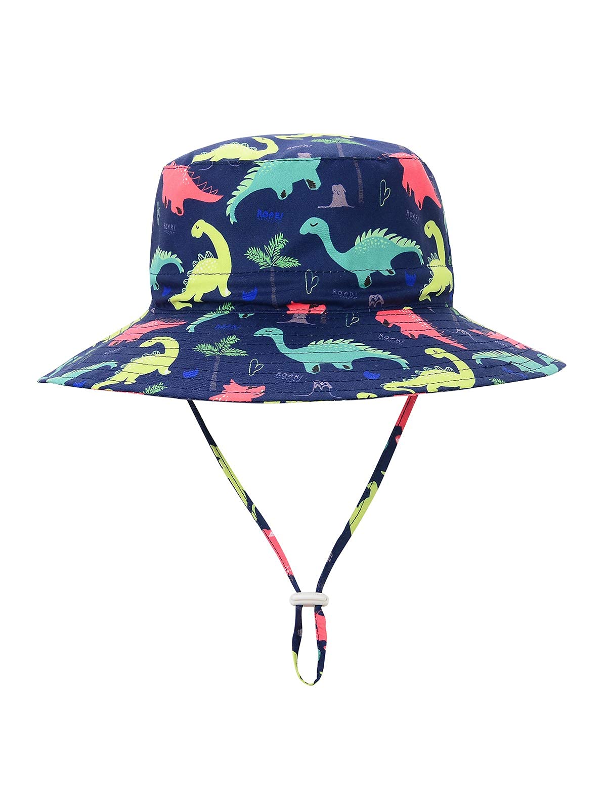 Baby Sun Hat UPF 50+ Sun Protective Toddler Bucket Hat Summer Kids Beach Hats Wide Brim Outdoor Play Hat for Boys Girls Navy Dinosaur 6-12 Months