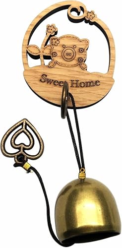 Miniatura 2 de GARASANI Zinc, campana de acero - Timbre de puerta, timbre para decoración, puerta delantera, interior, decoración exterior, oro (cerdo)