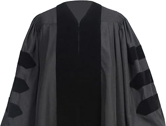 Deluxe Classic Doctoral Graduation Gown PHD Blue & Black Velvet