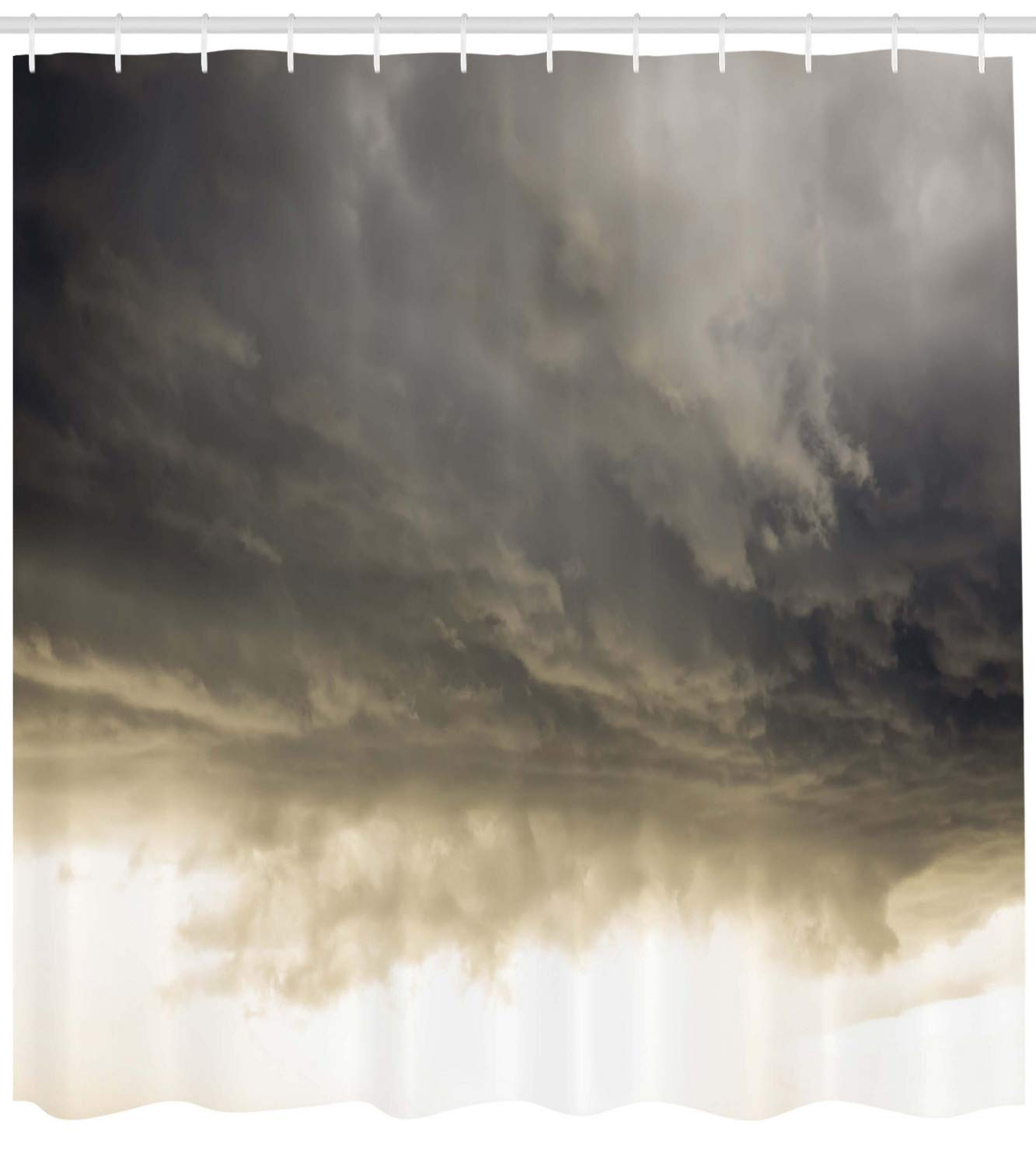 Ambesonne Clouds Shower Curtain, Heavy Storm Clouds in Dark Sky Hurricane Weather Cloudscape Mass of Liquid Droplets Image, Cloth Fabric Bathroom Decor Set with Hooks, 69