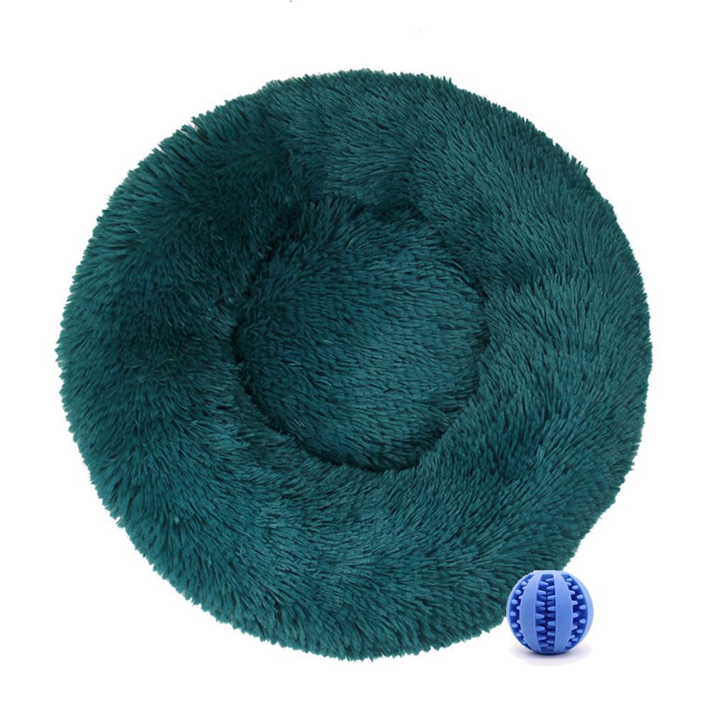 DOTBUY-SHOP Dog Bed Washable, Soft Comfy Cat Bed Felt Donut Dog Bed, Pet Bed With Slip-Resistant Bottom, Orthopedic Dog Beds Gift for Small Dogs and Cats (50CM,Dark green)