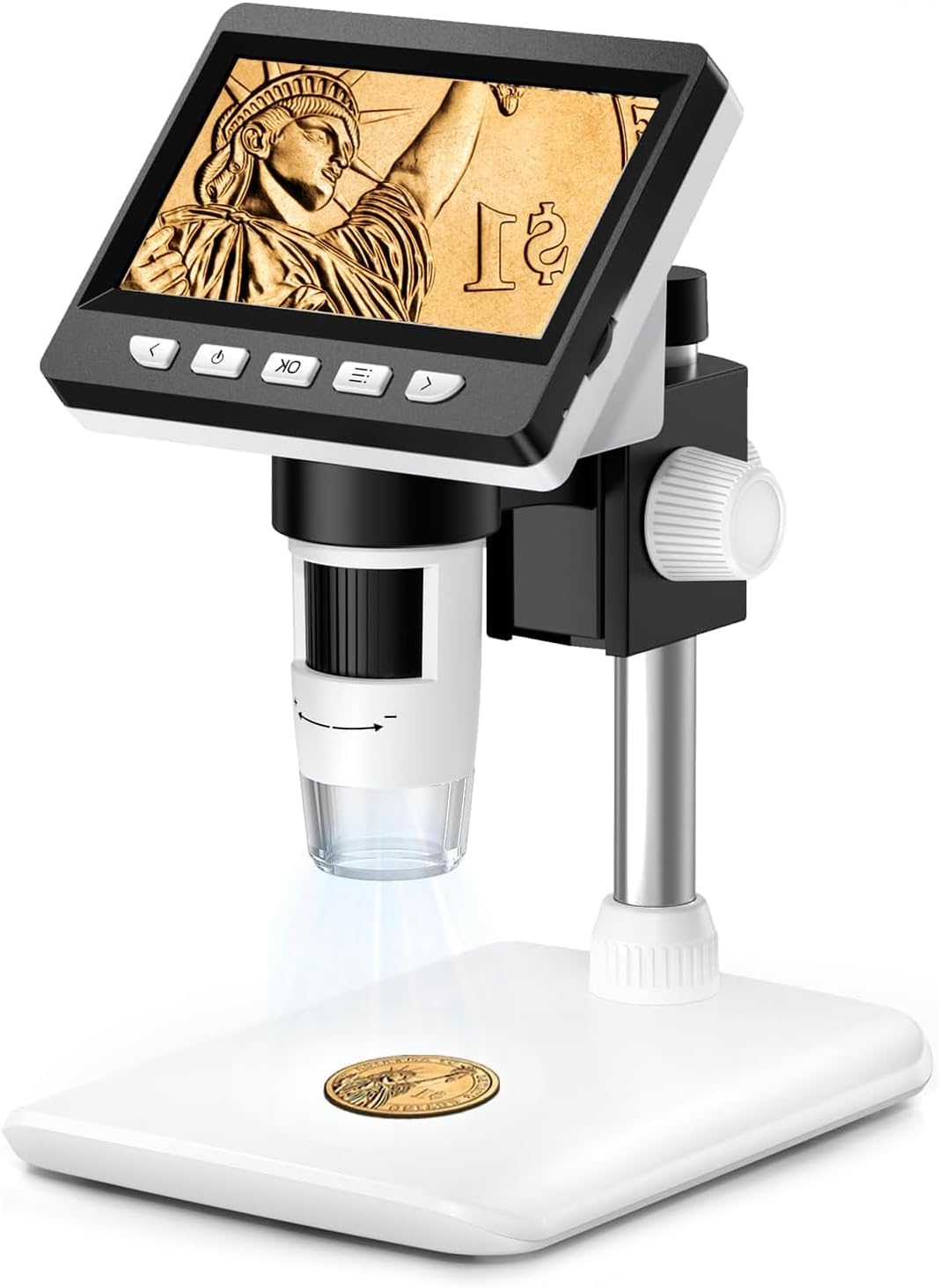 Listone Mikroskop, LCD Digital Mikroskop,4,3-Zoll USB Mikroskop mit 8 einstellbaren LED-Licht,50X-1000X Auflösung,PC-Ansicht,Kompatibel mit MacOS Windows