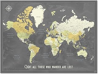 Push Pin World Map Poster- Mark Your Global Adventures, Modern World travel Map with Pins, Pin Adventure World Map