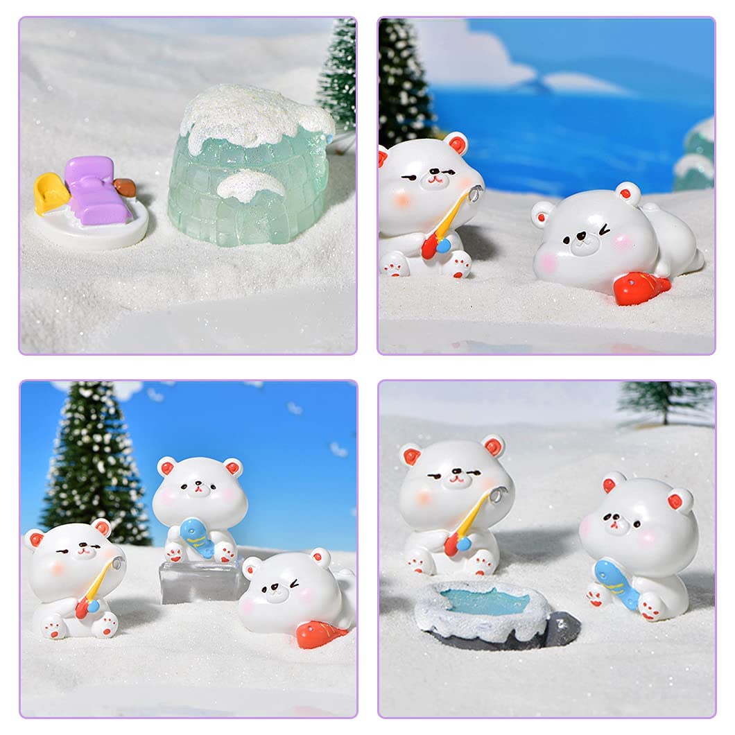 Rolin Roly 10 Pcs Polar Bear Miniature Micro Landscape Decoration Animals Miniature Figurines Mini Resin Garden Ornaments for Home Garden Office Desktop Decorations - Image 3