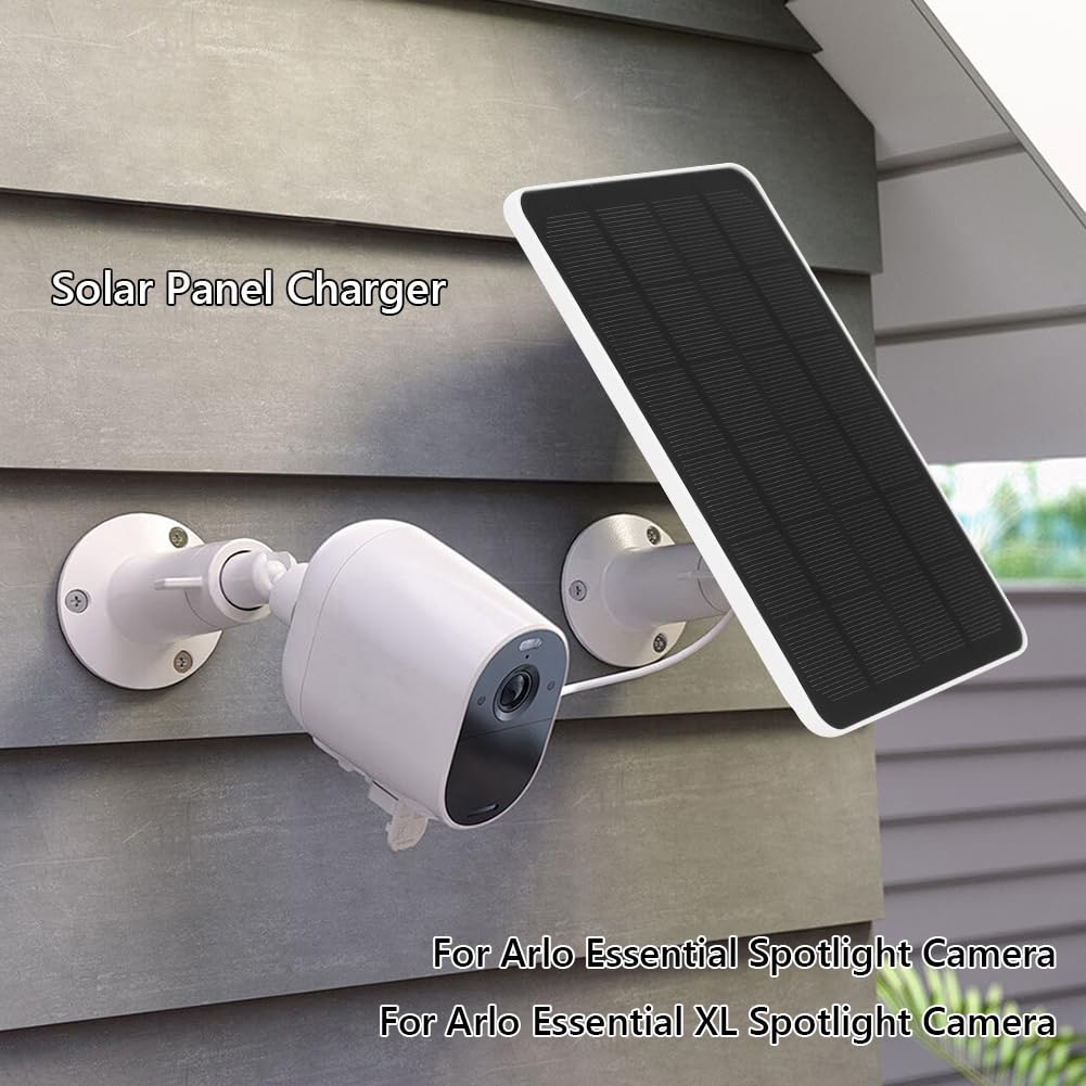Caricatore per pannello solare compatibile con Arlo Essential Spotlight/XL Spotlight, caricatore per pannello solare Arlo Essential da 4 W/6 W, impermeabile con cavo micro USB da 3 m e