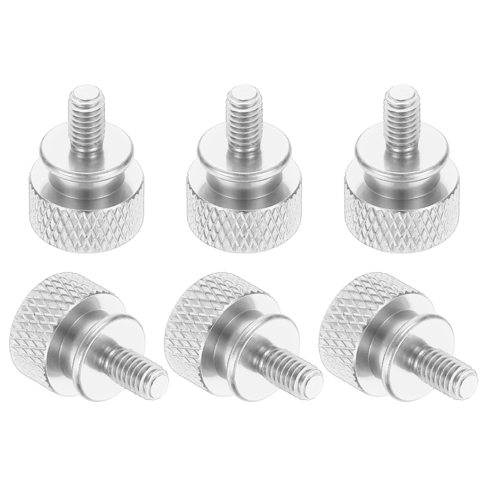 MECCANIXITY 6 Pcs M4x8mm Knurled Thumb Screw Computer Case Threaded Hand Tighten Screws Aluminum Alloy for PC Case, Silver