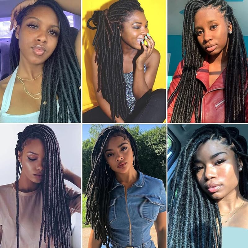 Supernova Hair 7 Pcs/pack Goddess Gypsy Locs Crochet Hair 24Inch Pre Looped Soft Faux Locs Dreadlock Crochet Braids Hair Extensions Synthetic Hair (24inch, Pack of 7 Pcs)