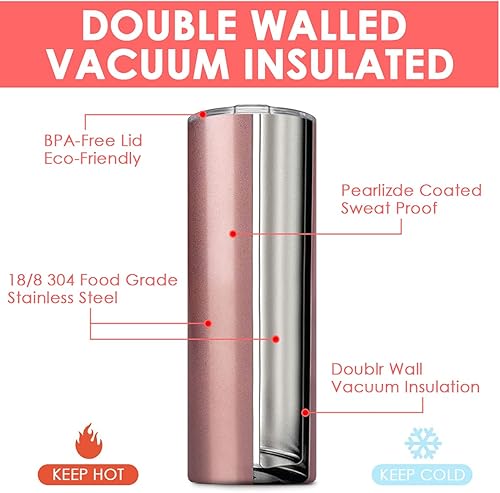 Miniatura 2 de Deitybless Paquete de 6 vasos delgados de acero inoxidable, vaso de agua de doble aislamiento de 20 onzas con 6 popotes y 3 cepillos, taza de viaje