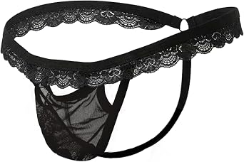 Mens Lace Jockstrap Underwear with Pouch, Floral Lace Trim