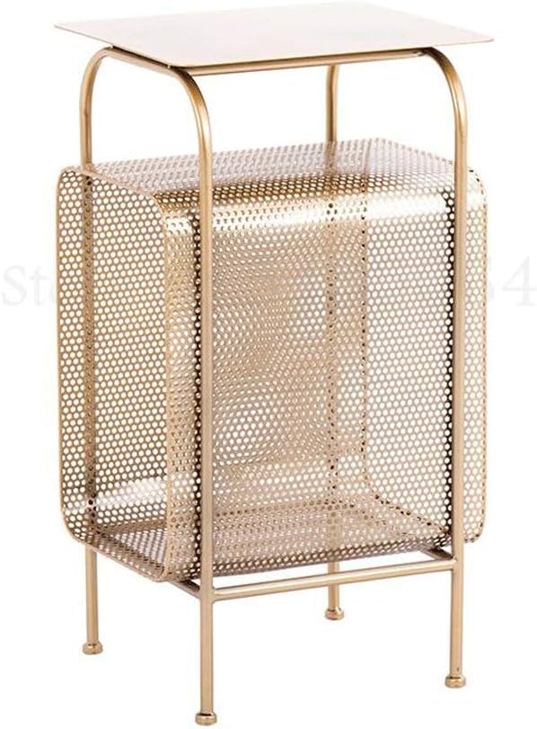HBJWOV Creative Minimalist Wrought Iron Golden Sofa Cabinet Mobile Small Coffee Table Bedroom Corner Several Sides Living Room Magazine(Gray)