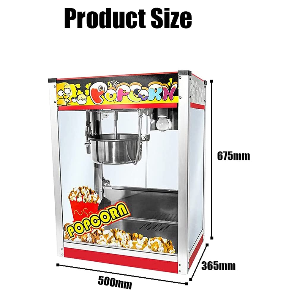 Komercyjna maszyna do popcornu do kina, maszyna do popcornu na gorące powietrze o mocy 1400 W z patelnią zapobiegającą przywieraniu, maszyna do utrzymywania ciepła popcornu