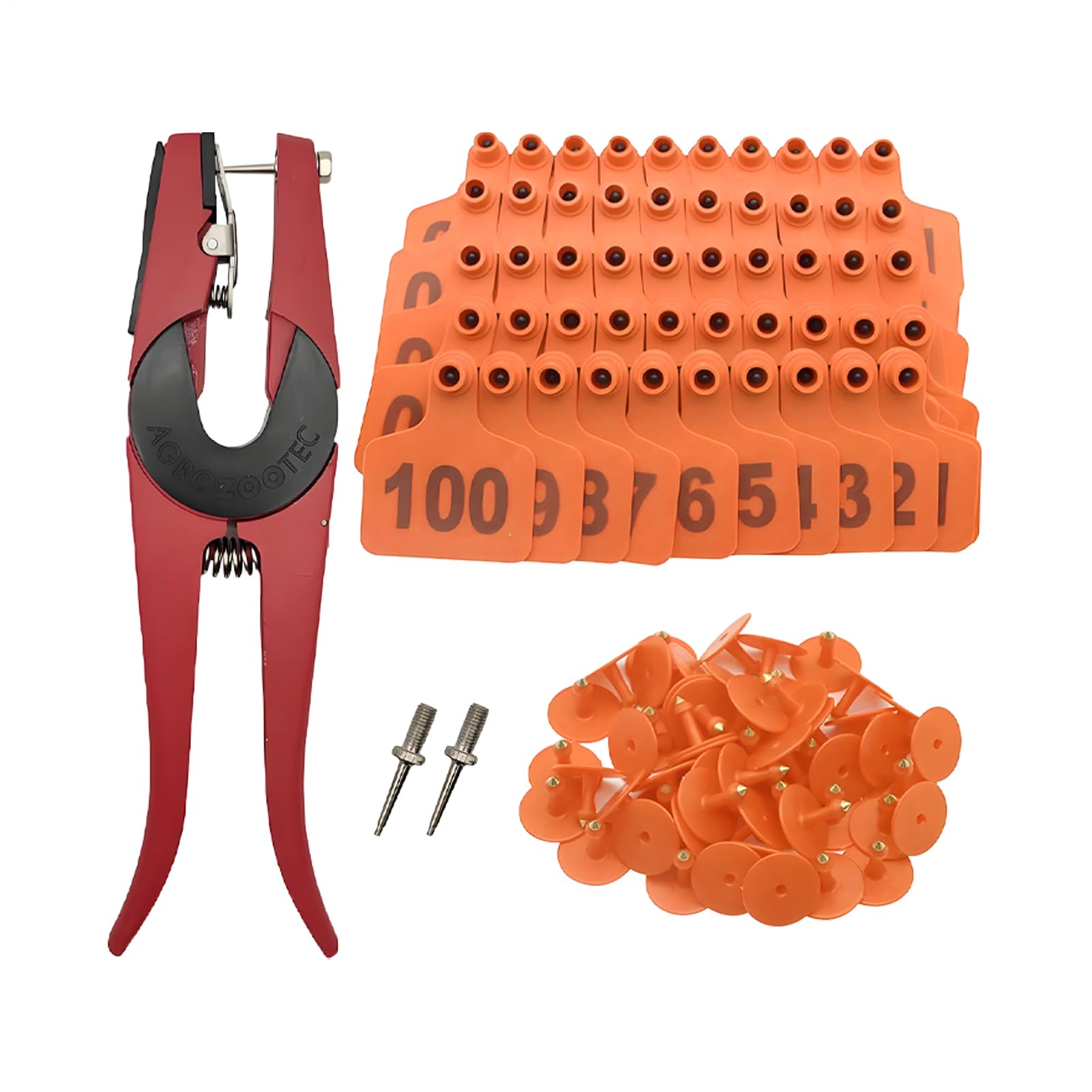 Boucles d'Oreilles pour Bovins | Étiquettes De Marquage Pour Bétail | Numéro 001-100 Boucles Auriculaires Avec Applicateur Pour Gestion Du Bétail Identification Moutons Bovins Chèvres