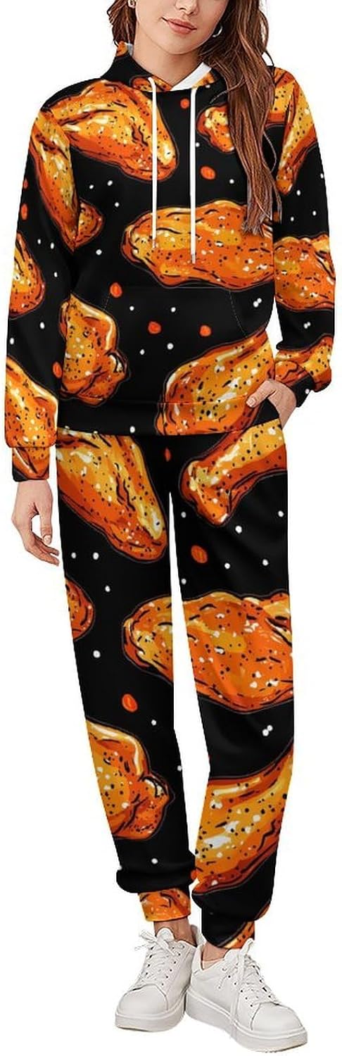 Fast Food Chicken Wings 2 Piece Tracksuits Sports Jogging Sweatsuits Set for Men Women