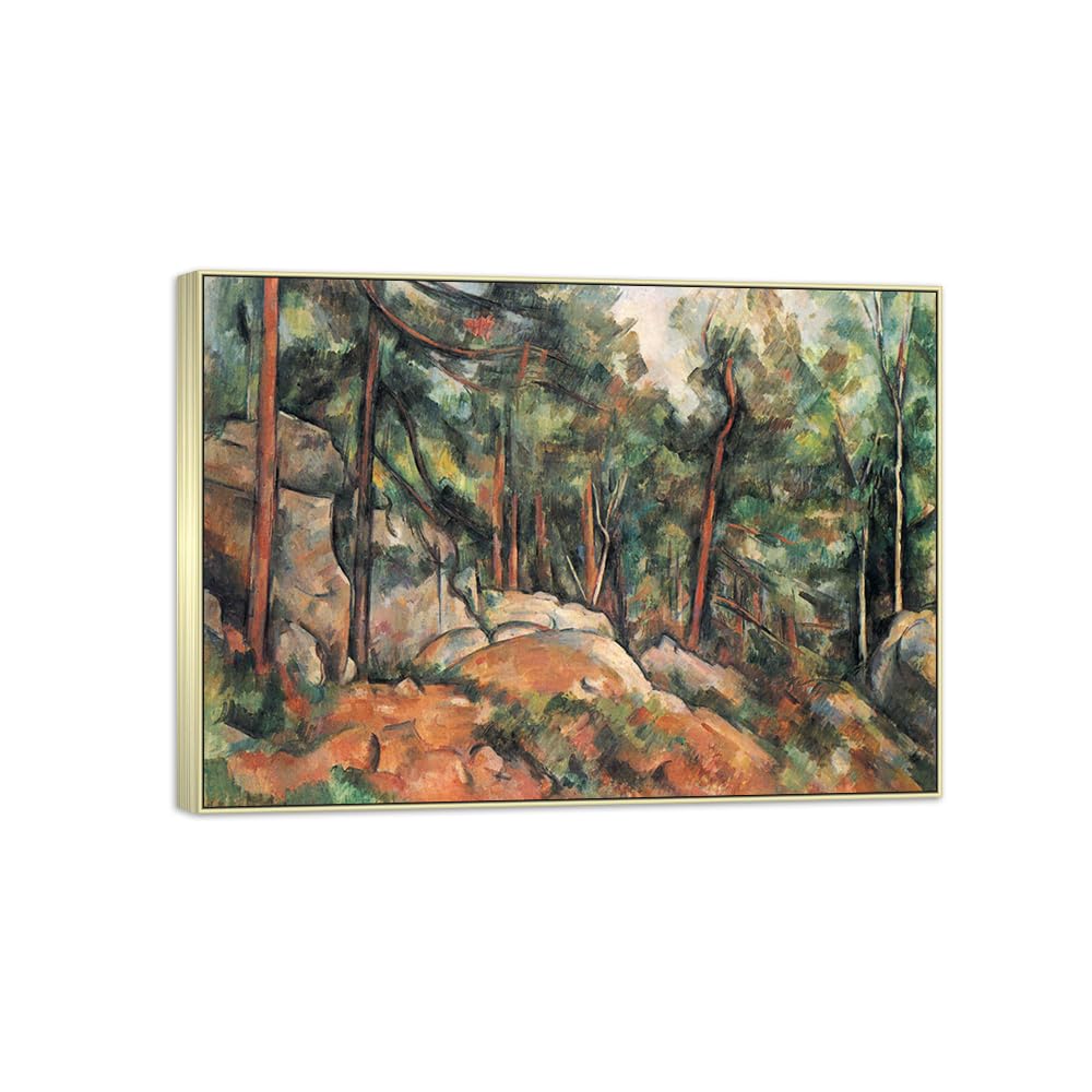 SDYSKKUG Canvas Wall Art Picture Decor Forest by Paul Cezanne 42x30cm Silver Frame