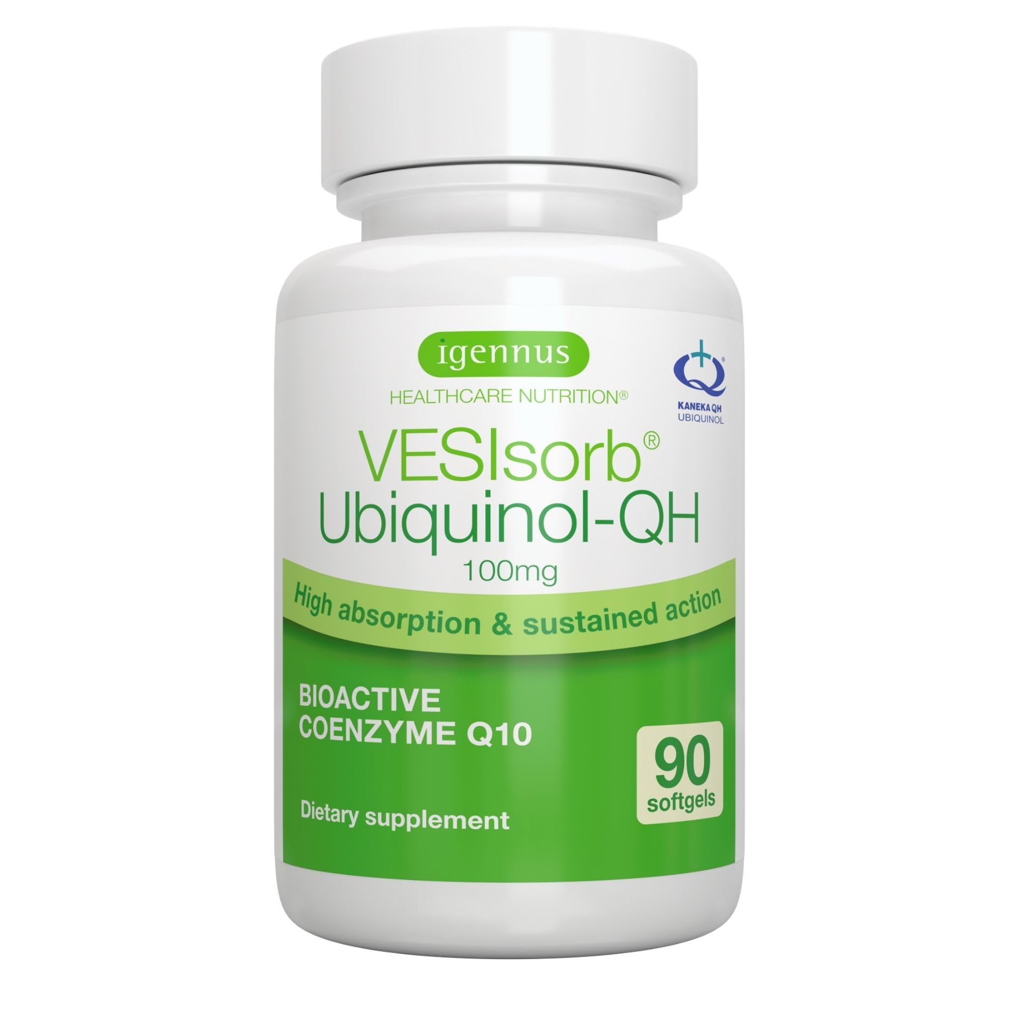 Igennus Advanced VESIsorb Ubiquinol 100mg, High Absorption, 90 Softgels 90 Count (Pack of 1)